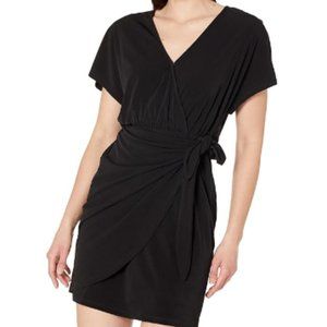 MICHAEL Michael Kors Solid Tie Faux Wrap Dress (Black) Women's Dress